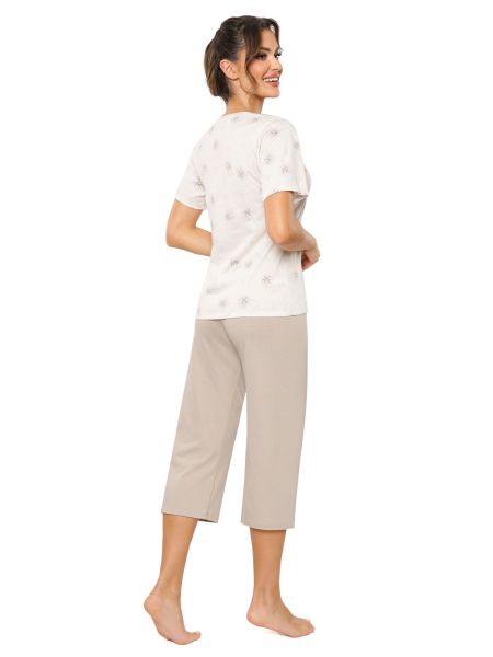 Women's cotton pajamas with 3/4 pants - Sandi 3/4 - 3