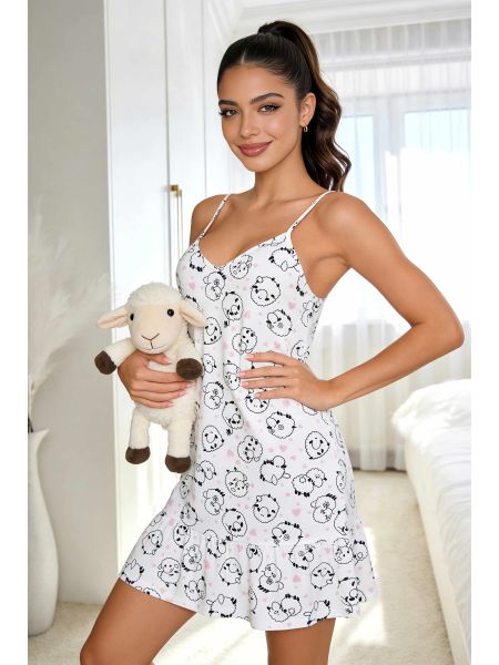 Women's strapless cotton nightdress - Sheep