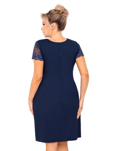 Women's nightdress with lace - Livia plus size dark blue - 2
