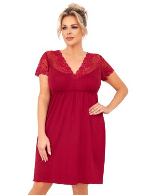 Women's nightdress with lace - Livia plus size burgundy
