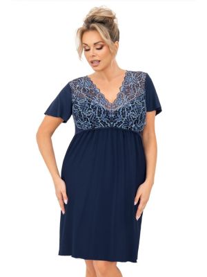 Women's nightdress - Melania plus size navy blue