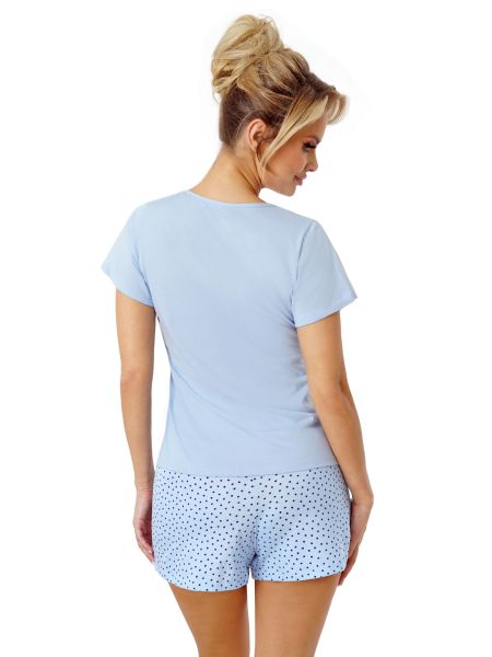 Women's cotton blue pajamas - Star short - 3