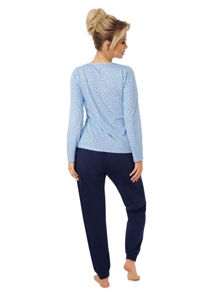 Women's cotton pajamas with long pants - Star long navy blue - 3