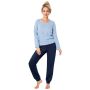 Women's cotton pajamas with long pants - Star long navy blue - 3