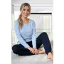 Women's cotton pajamas with long pants - Star long navy blue - 2