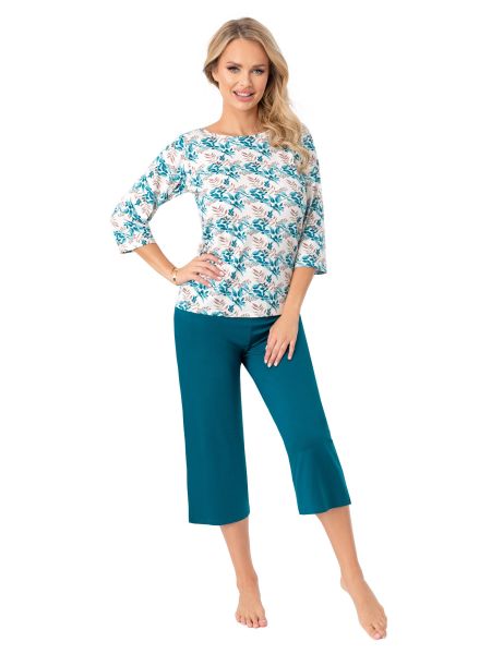 Women's elegant pajamas with 3/4 pants - Irmina 3/4 - 2