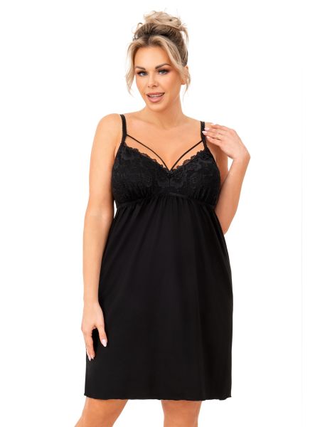 Sexy plus size nightdress - Sylvia black plus size