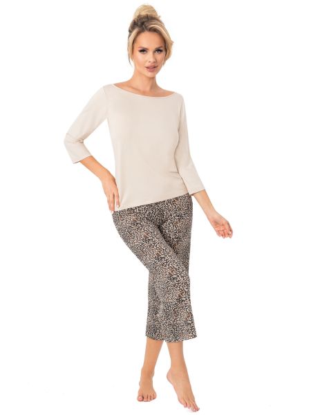 Women's pajamas in leopard print - Omari 3/4 - 2