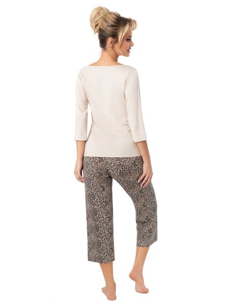 Women's pajamas in leopard print - Omari 3/4 - 3