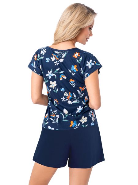 Women's cotton pajamas navy blue - Caroline short - 3