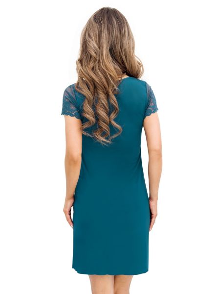 Ladies' nightdress with lace - Daria petrol - 3