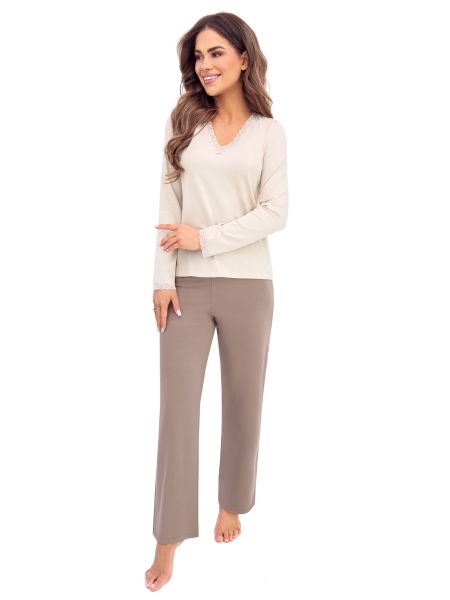 Women's pajamas long pants - Daphne long beige - 2