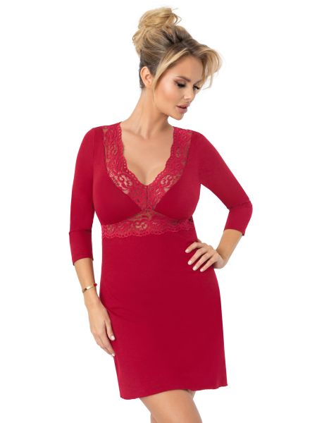 Women's nightgown 3/4 sleeve - Margo maroon - 2