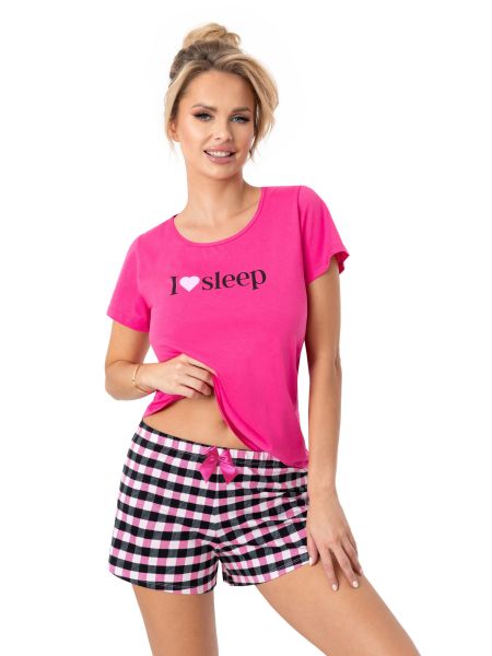 Checked cotton pajamas - Sleep short fuchsia - 3
