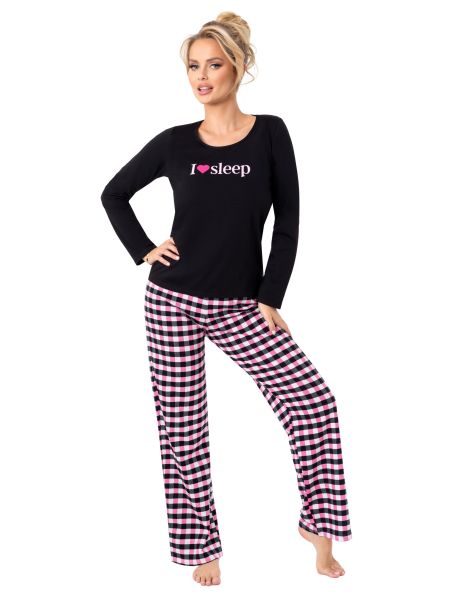 Checked cotton pajamas - Sleep long black