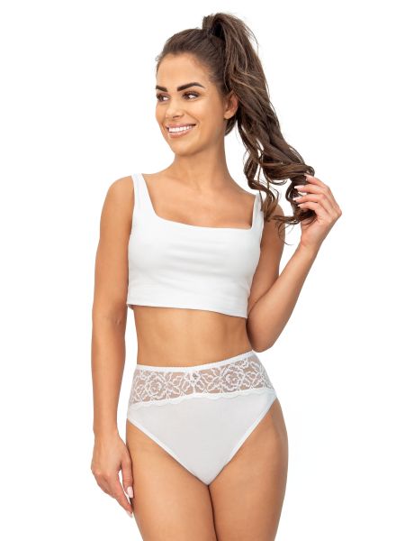 High-waisted panties with lace - 244 white - 2