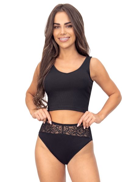 Women's high-waisted panties - 244 black - 2