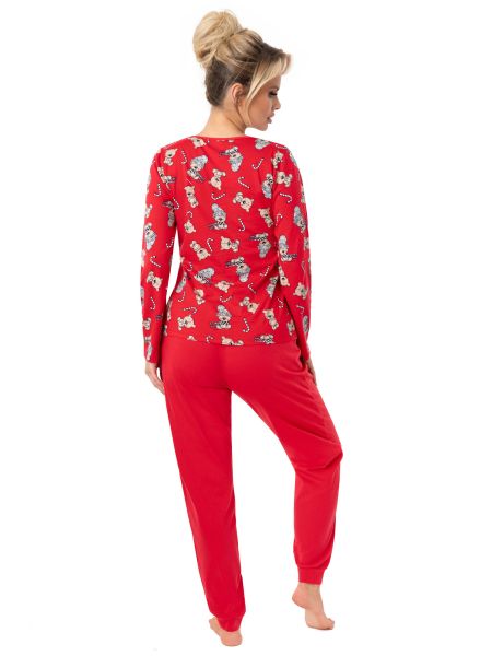 Christmas pajamas long pants - Bear long red - 2
