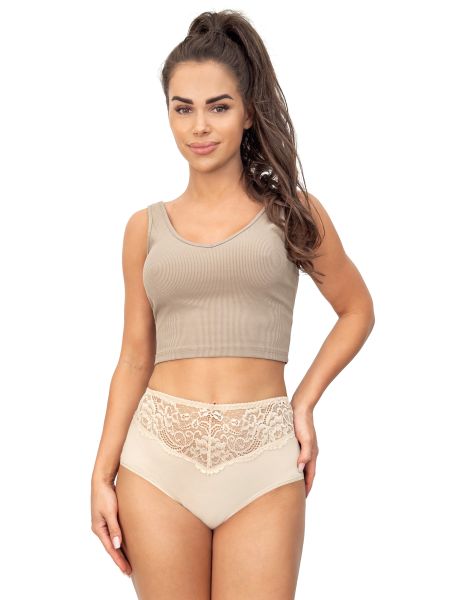 Full high-waisted cotton panties - 243 beige - 2