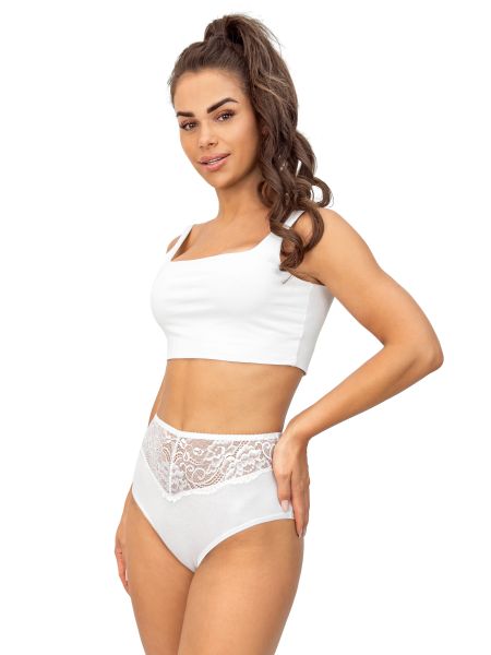 Full cotton high-waisted panties - 243 white - 2