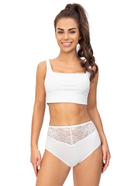 Full cotton high-waisted panties - 243 white