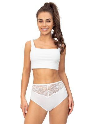 Full cotton high-waisted panties - 243 white