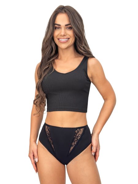 Cotton high-waisted panties full - 238 black