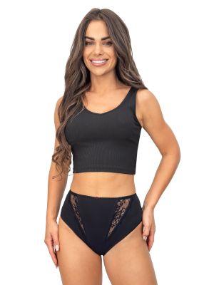 Cotton high-waisted panties full - 238 black