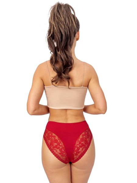 High-waisted lace panties - 235 maroon - 3
