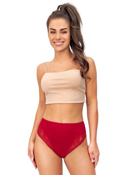 High-waisted lace panties - 235 maroon - 4