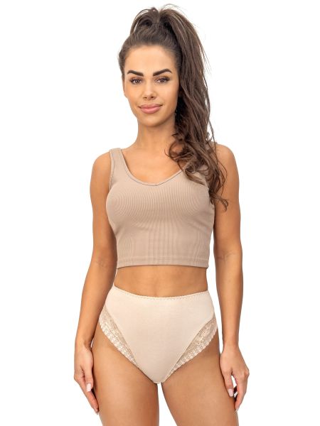 High-waisted panties with lace - 235 beige - 2