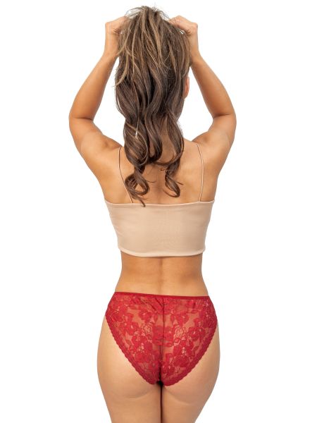 Women's panties with lace back - 233 burgundy