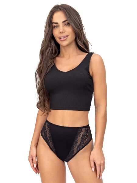 High-waisted panties with lace - 228 black - 3