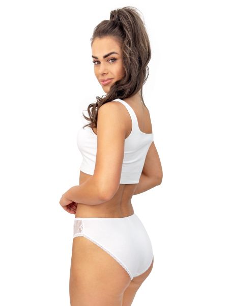 Comfortable cotton panties with lace - 218 white - 3