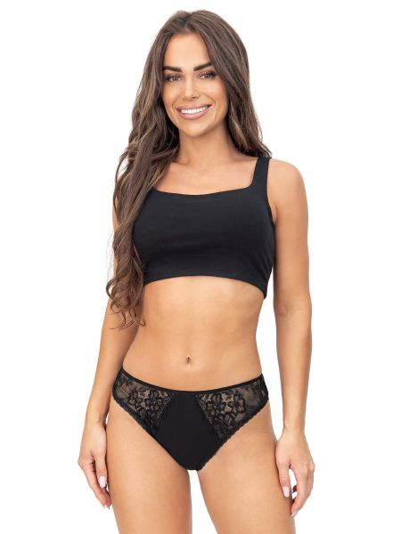 Black cotton panties with lace - 218 black