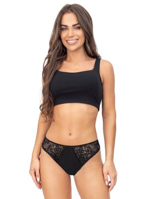 Black cotton panties with lace - 218 black