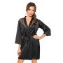 Black satin bathrobe with lace - Sabrina - 2