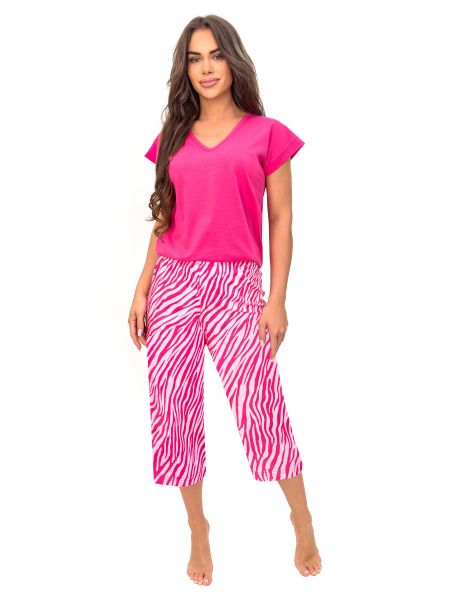 Fuchsia cotton pajamas - Zebra 3/4 - 2