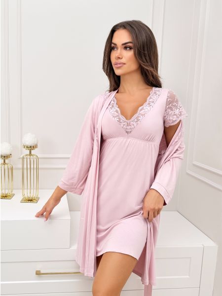 Lace nightdress - Sonia powder pink - 2