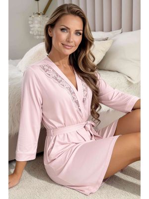 Women`s viscose bathrobe - Sonia powder pink