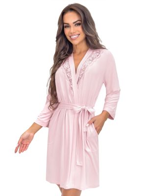 Women`s viscose bathrobe - Sonia powder pink