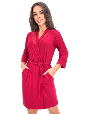 Elegant lace bathrobe - Sonia burgundy