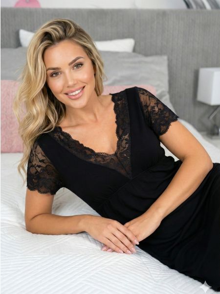 Black viscose nightdress - Sonia black