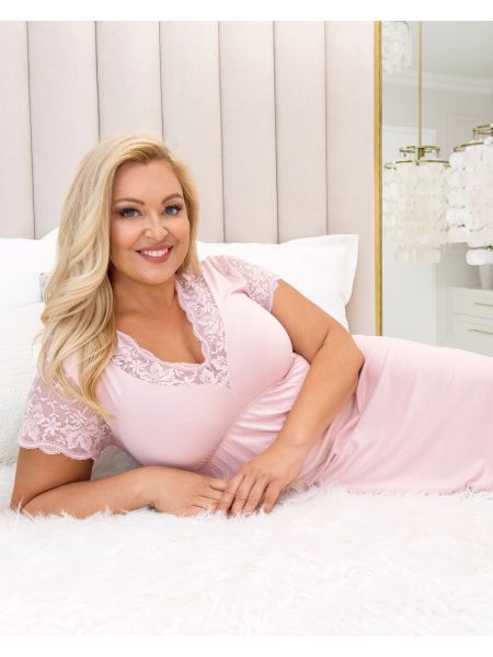 Lace nightdress - Sonia plus size powder pink