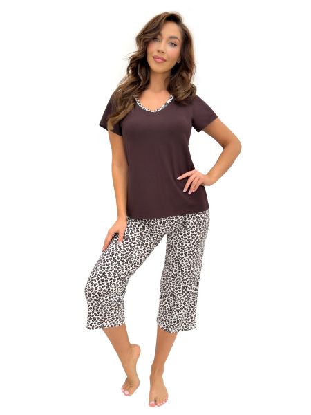 Women brown pajamas - Zoya 3/4