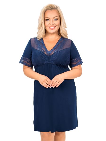 Elegant navy blue nightdress - Linda plus size dark blue - 2