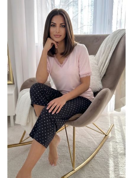 Women`s polka-dot viscose pajamas - Pati 3/4