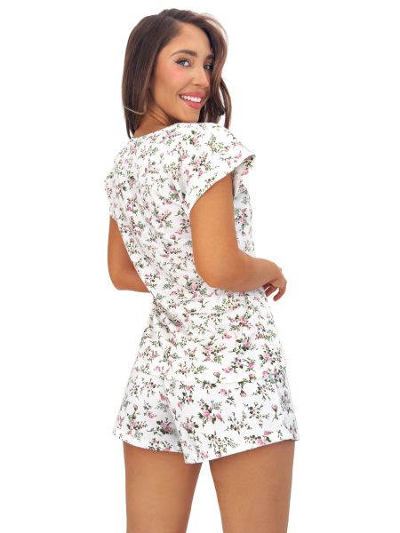 Cotton pajamas with a floral print - Emilka shorts - 3