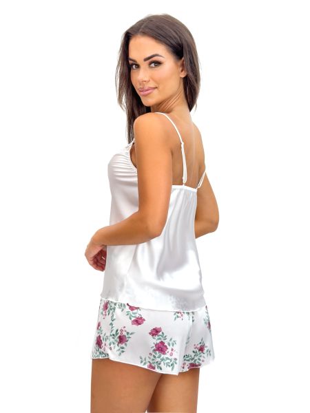 Floral satin pajamas - Julia 1/2 ecru - 3