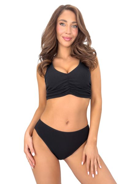 Women's black cotton briefs with lace - 264 - 3